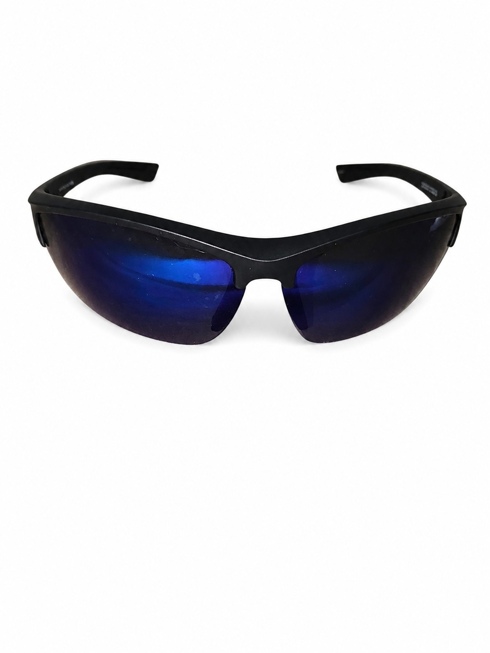Men's Black Frame Sunglasses with Blue Mirrored Lenses